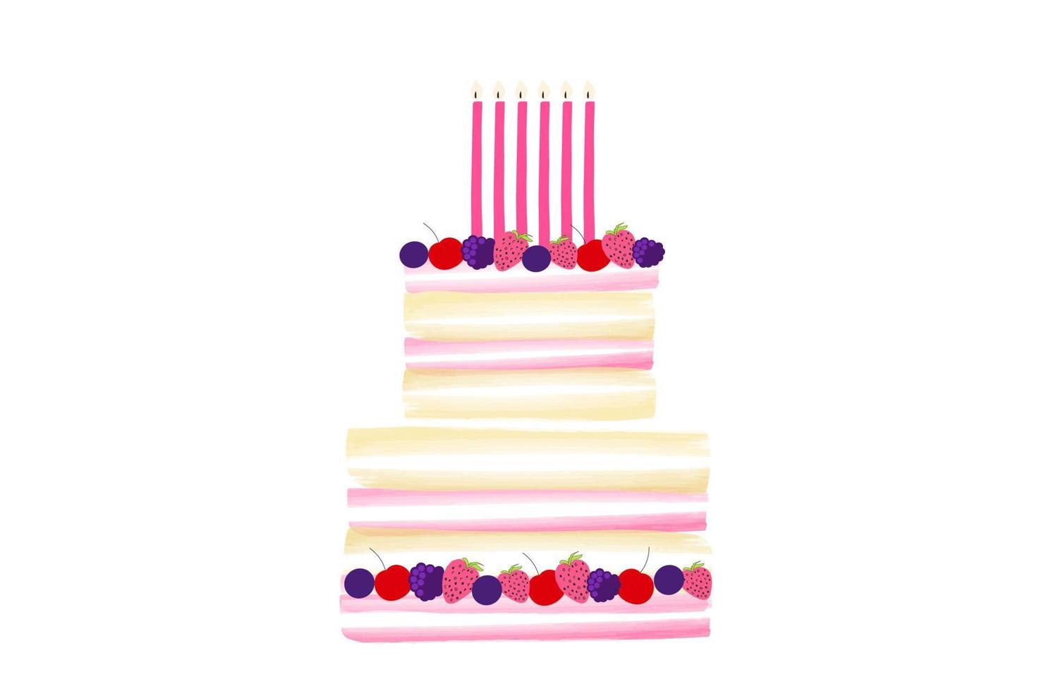 Strawberry cake isolated vector illustration