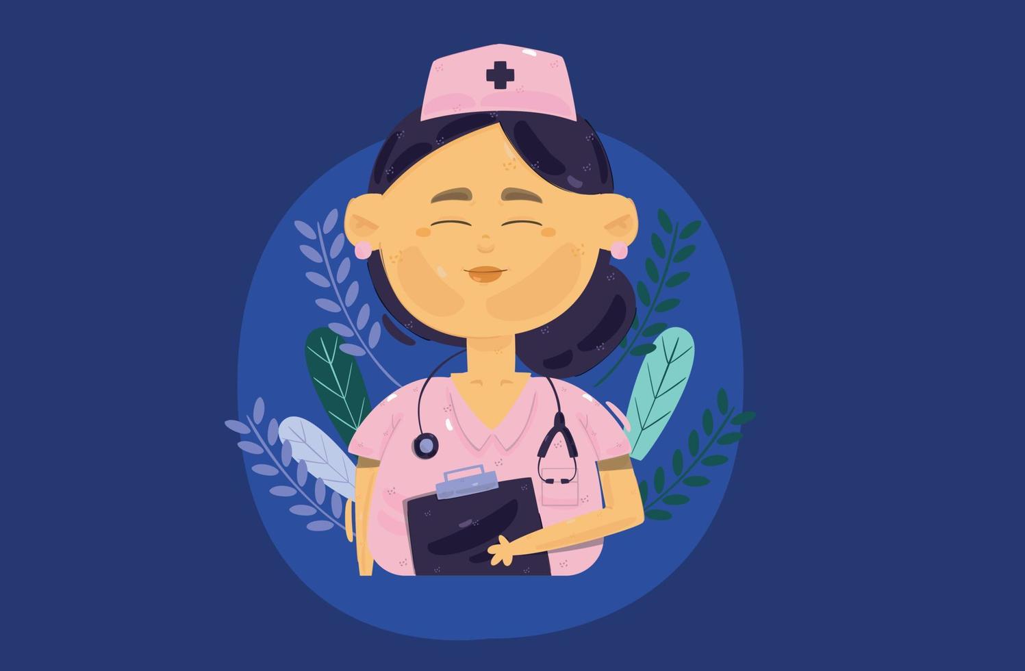 Nurse's day with uniform and bonnet with Notepad vector