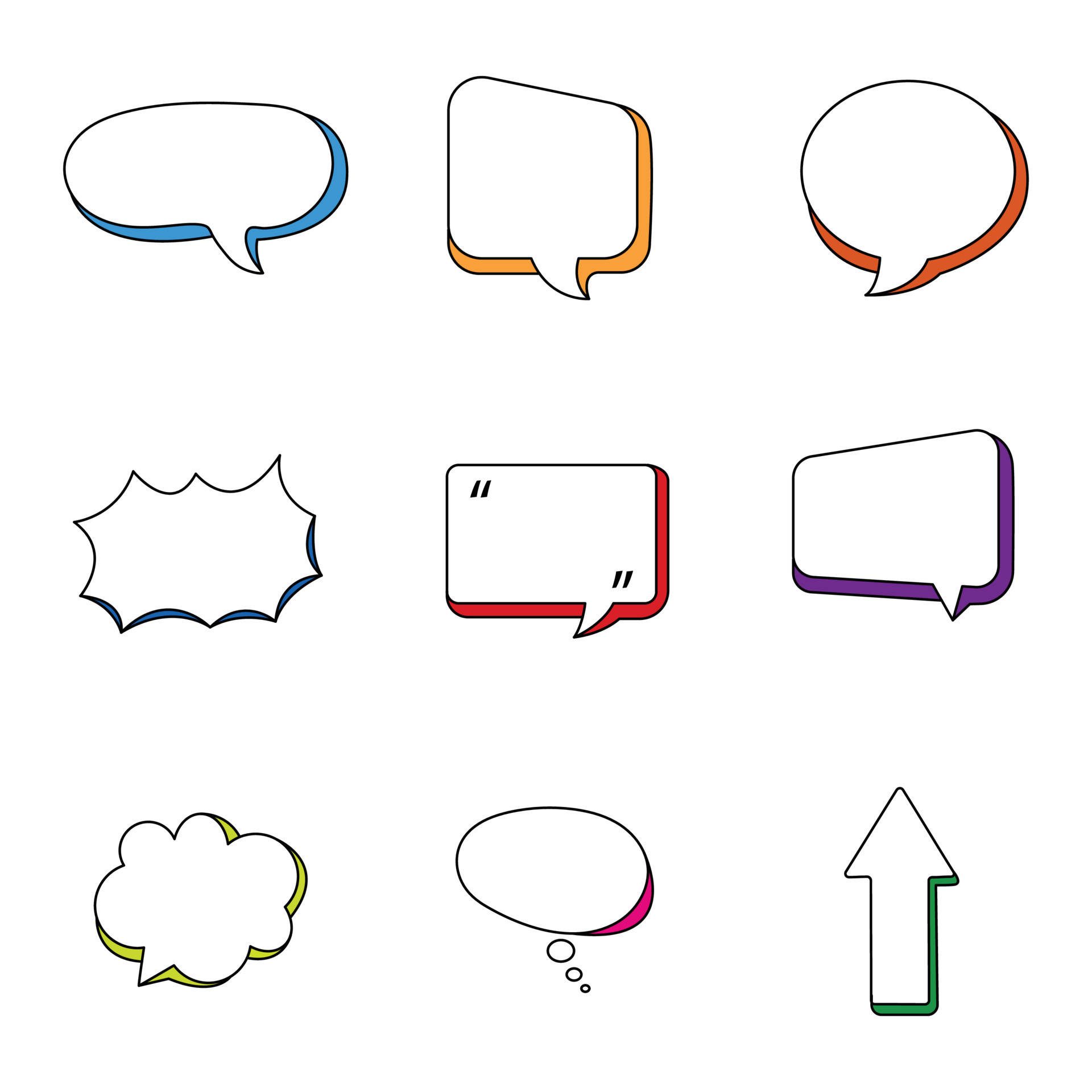 Set of speak bubble text, chatting box, message box outline cartoon vector illustration design. Balloon doodle style of thinking sign symbol. 7382714 Vector Art at Vecteezy Set of speak bubble text, chatting box, message box outline cartoon vector illustration design. Balloon doodle style of thinking sign symbol. 7382714 Vector Art at Vecteezy