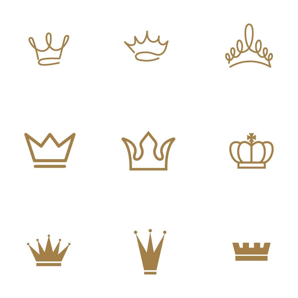 set of luxury crown logo vector template design.