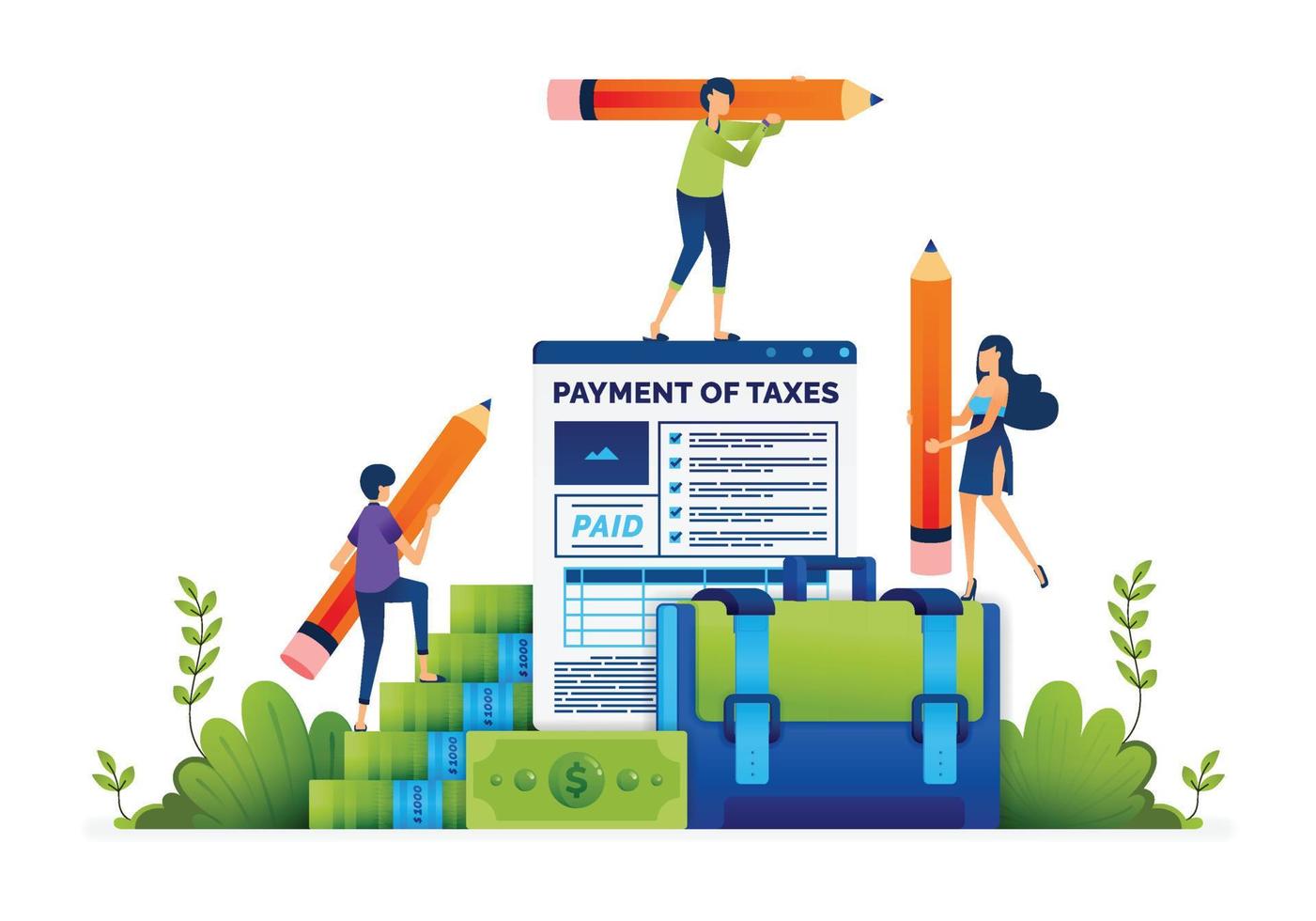 Vector illustration of Tax return form for annual tax payment and income for employment VAT payment. Can be used to landing page, web, website, poster, mobile apps, brochure, ads, flyer, card
