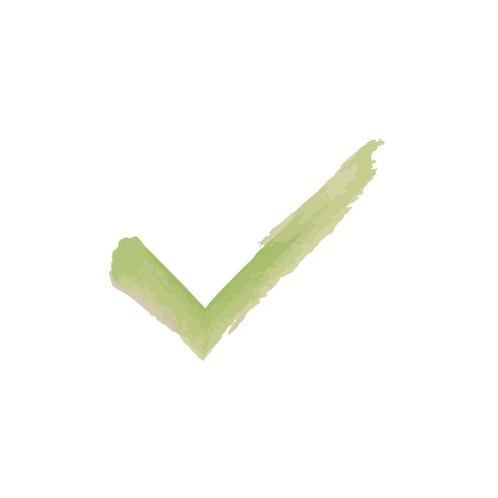 watercolor green check mark icon. Tick symbol in green color vector