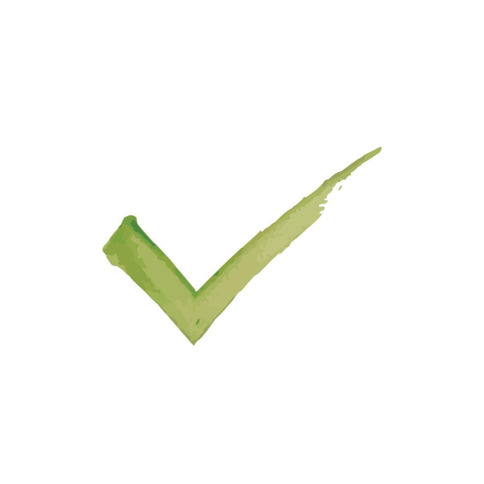 watercolor green check mark icon. Tick symbol in green color vector