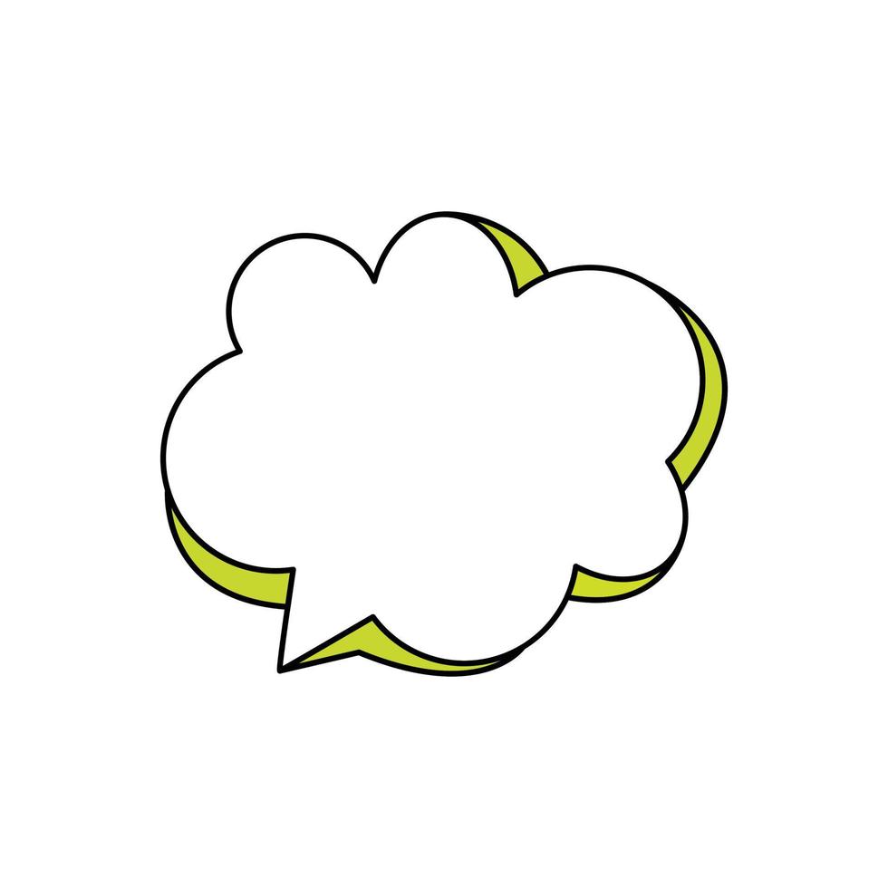 hablar texto de burbuja, cuadro de chat, diseño de ilustración de vector de dibujos animados de esquema de cuadro de mensaje. estilo de doodle de globo del símbolo de signo de pensamiento.