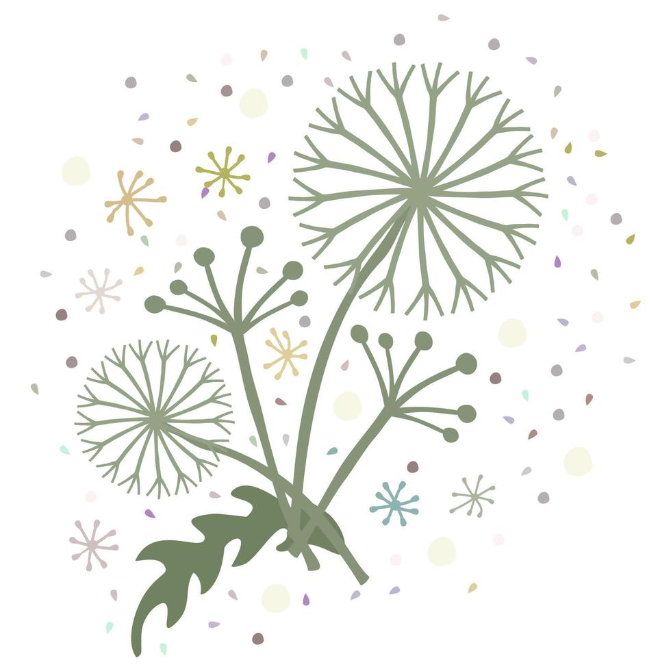 Vector isolated illustration of green flowers.