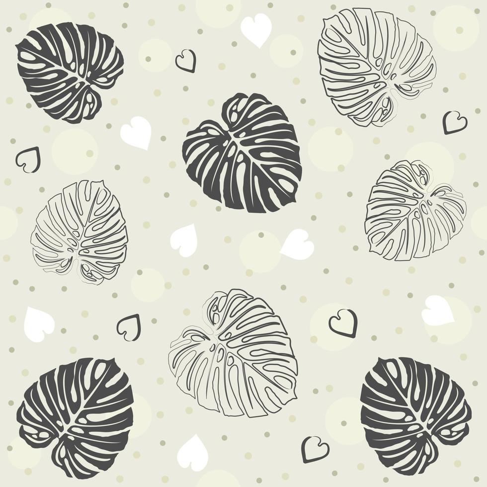 Vector seamless floral pattern with leaves of monstera.