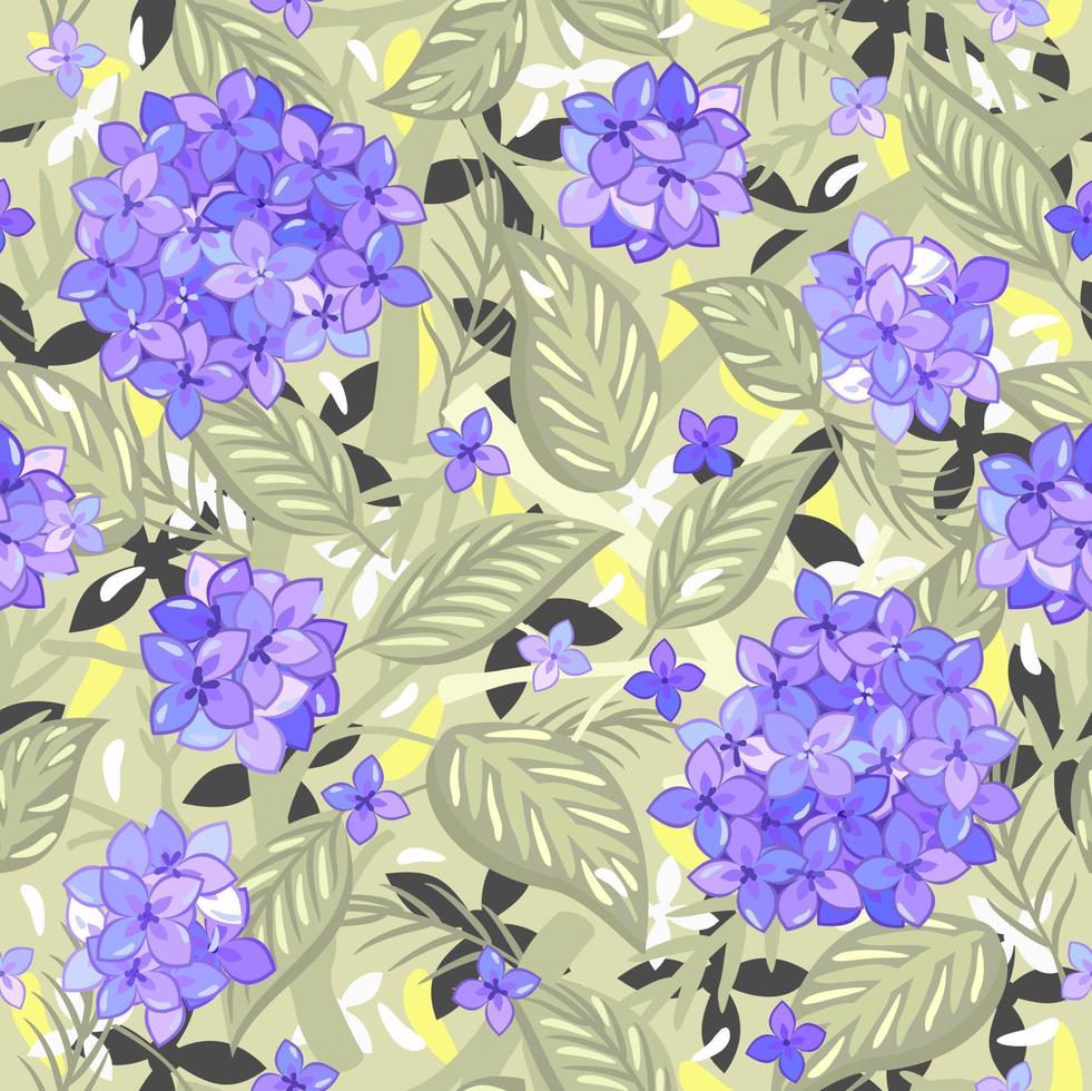 Vector seamless floral pattern with hydrangea.