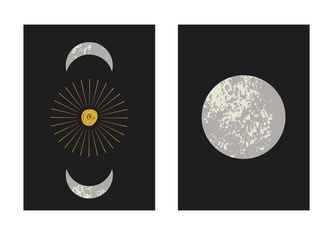 impresión abstracta moderna del arte de la pared del cartel del sol y del lunes de mediados de siglo. ilustración vectorial vector