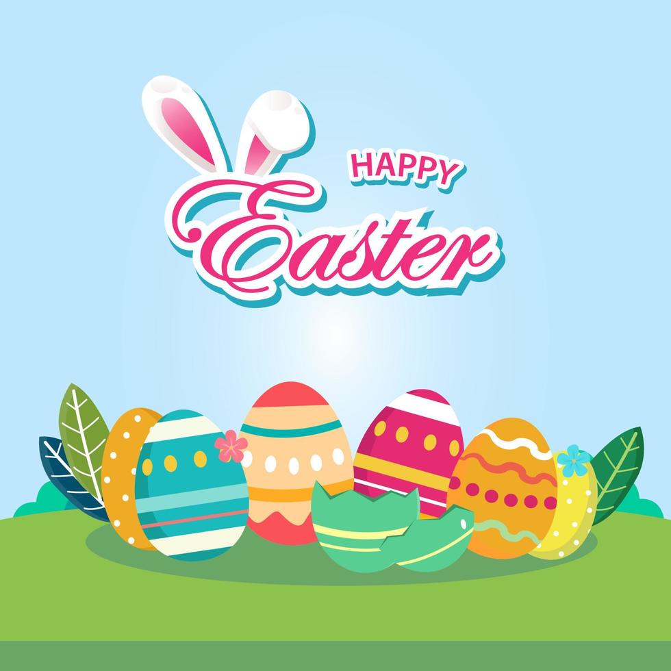 Flat design happy easter day big egg. Landing page template, Flat vector illustration