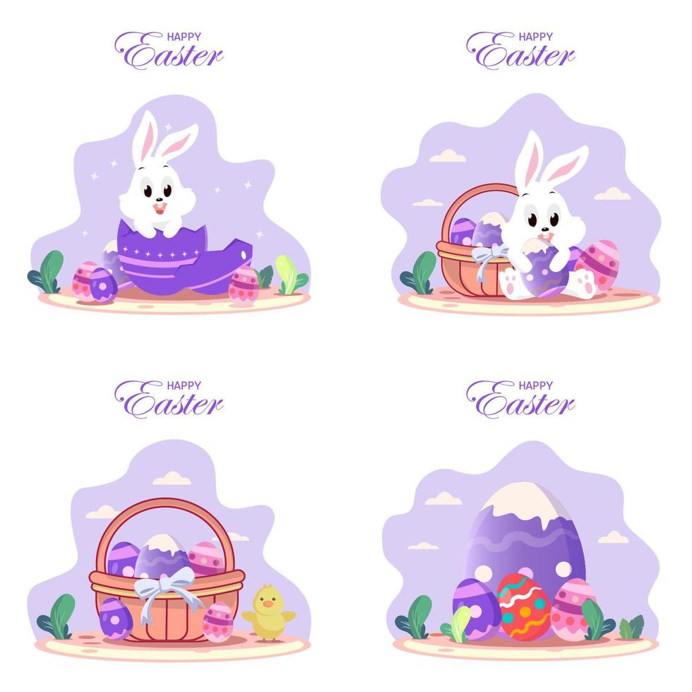 Flat design happy easter day big egg. Flat vector template style Suitable for Web Landing Pages.