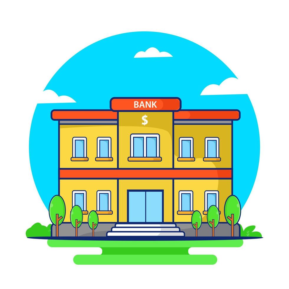 Bank Building Vector Icon Illustration.