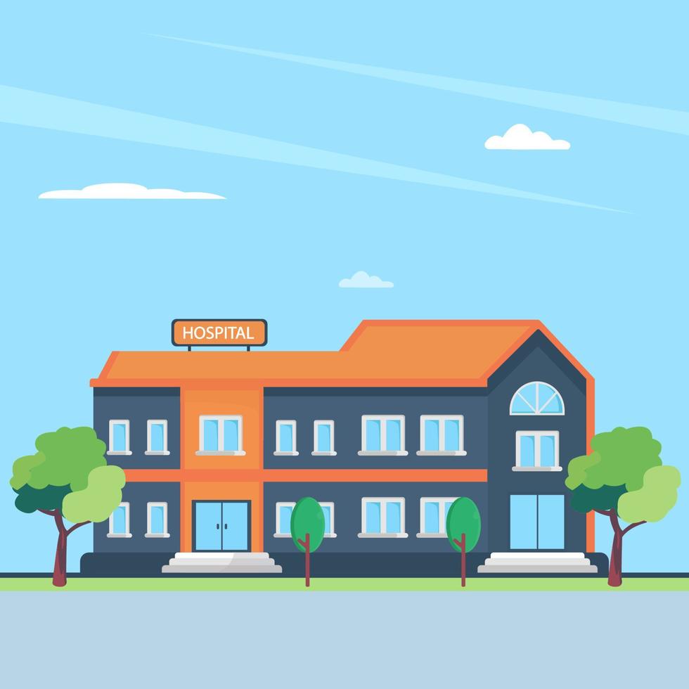 Hospital building building flat style. Flat vector template Style Suitable for Web Landing Page, Background.