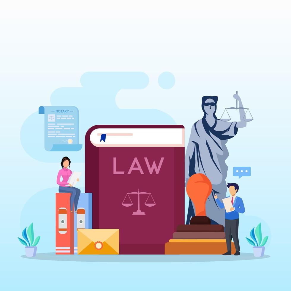 Notary services and legal assistance flat vector illustration.