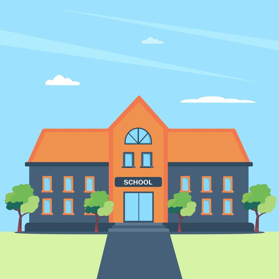 School building building flat style. Flat vector template Style Suitable for Web Landing Page, Background.