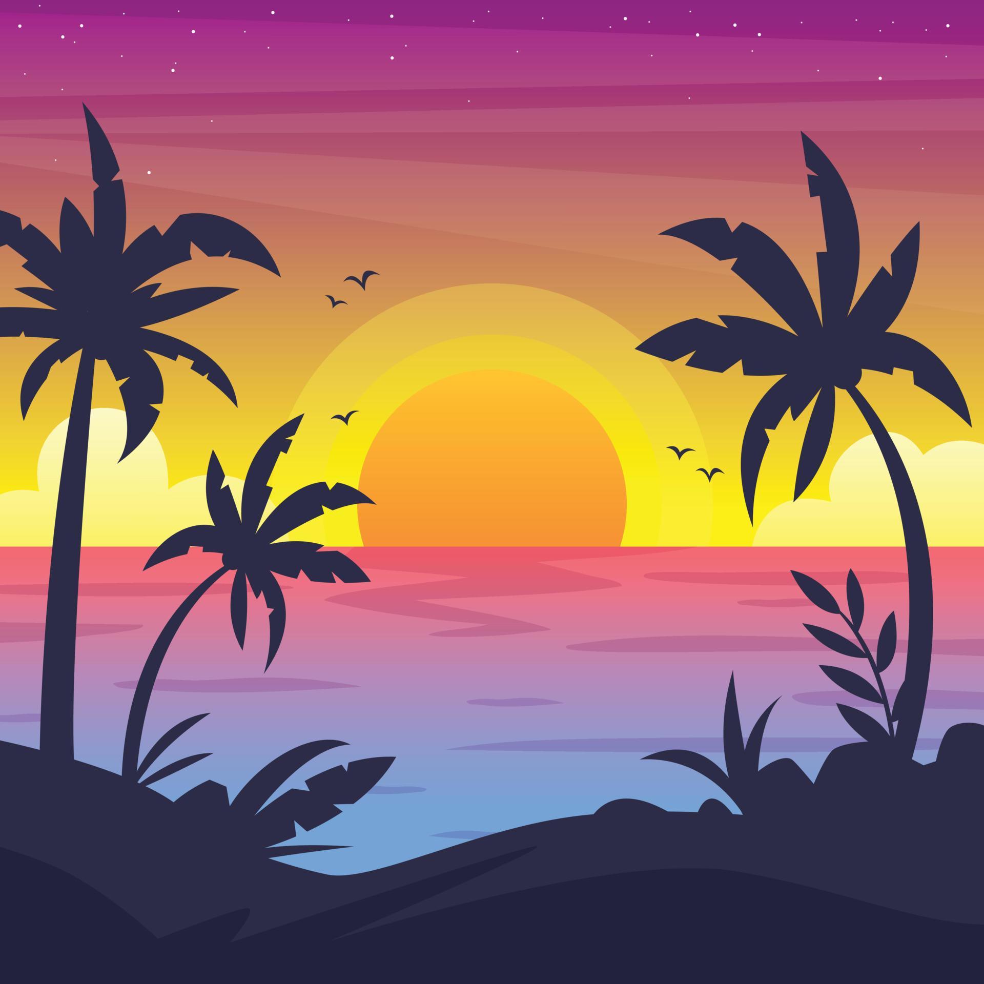 Colorful sunset on the tropical island. Beautiful ocean beach with ...