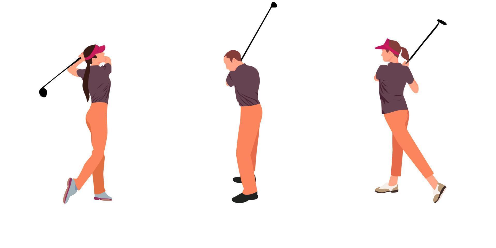 a collection of golfers swinging a golf club vector