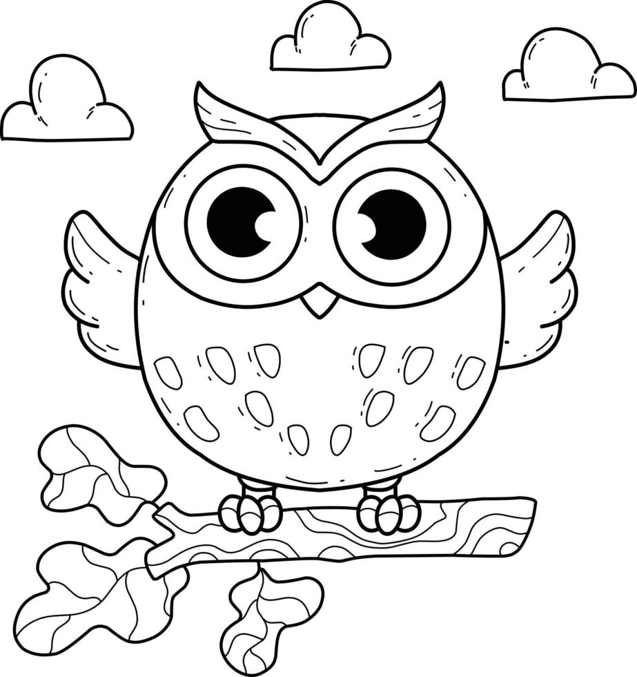 animals coloring book alphabet. Isolated on white background. Vector cartoon owl.