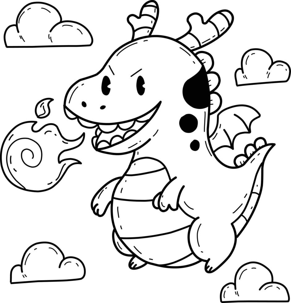 animals coloring book alphabet. Isolated on white background. Vector cartoon dragon.