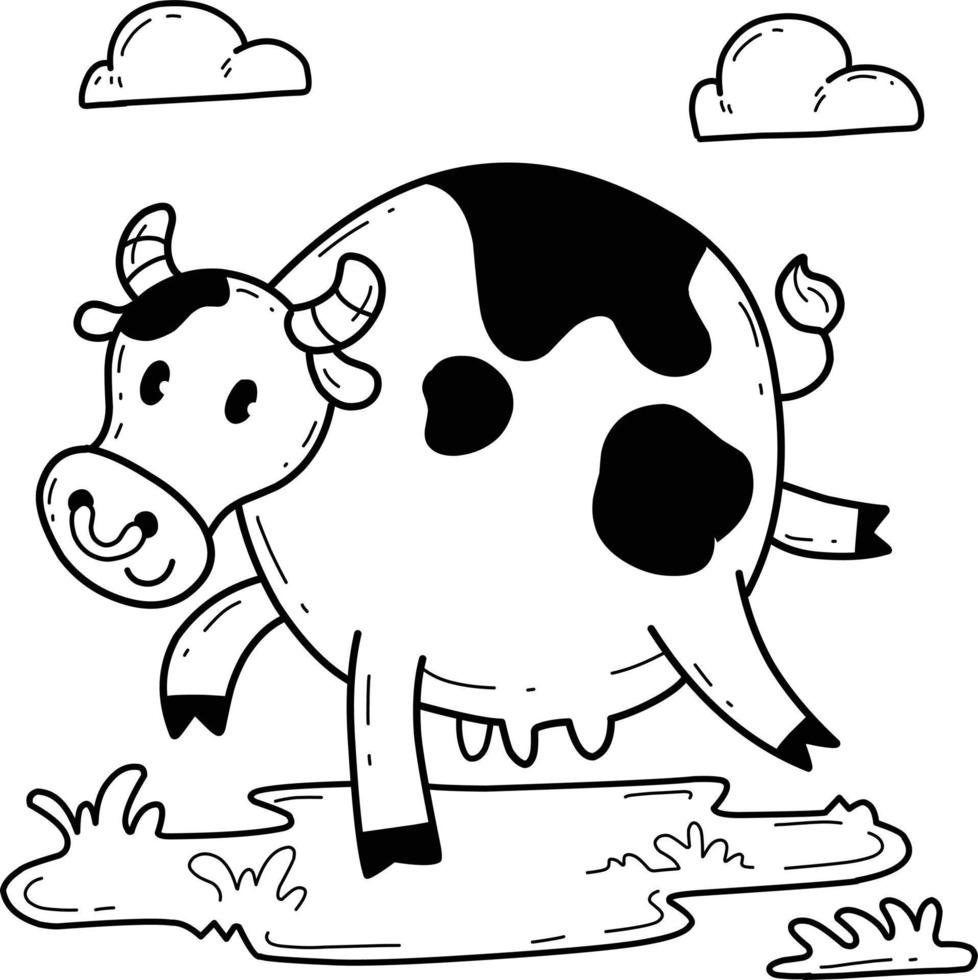 alfabeto de libro para colorear de animales. aislado sobre fondo blanco. vaca de dibujos animados de vector. vector