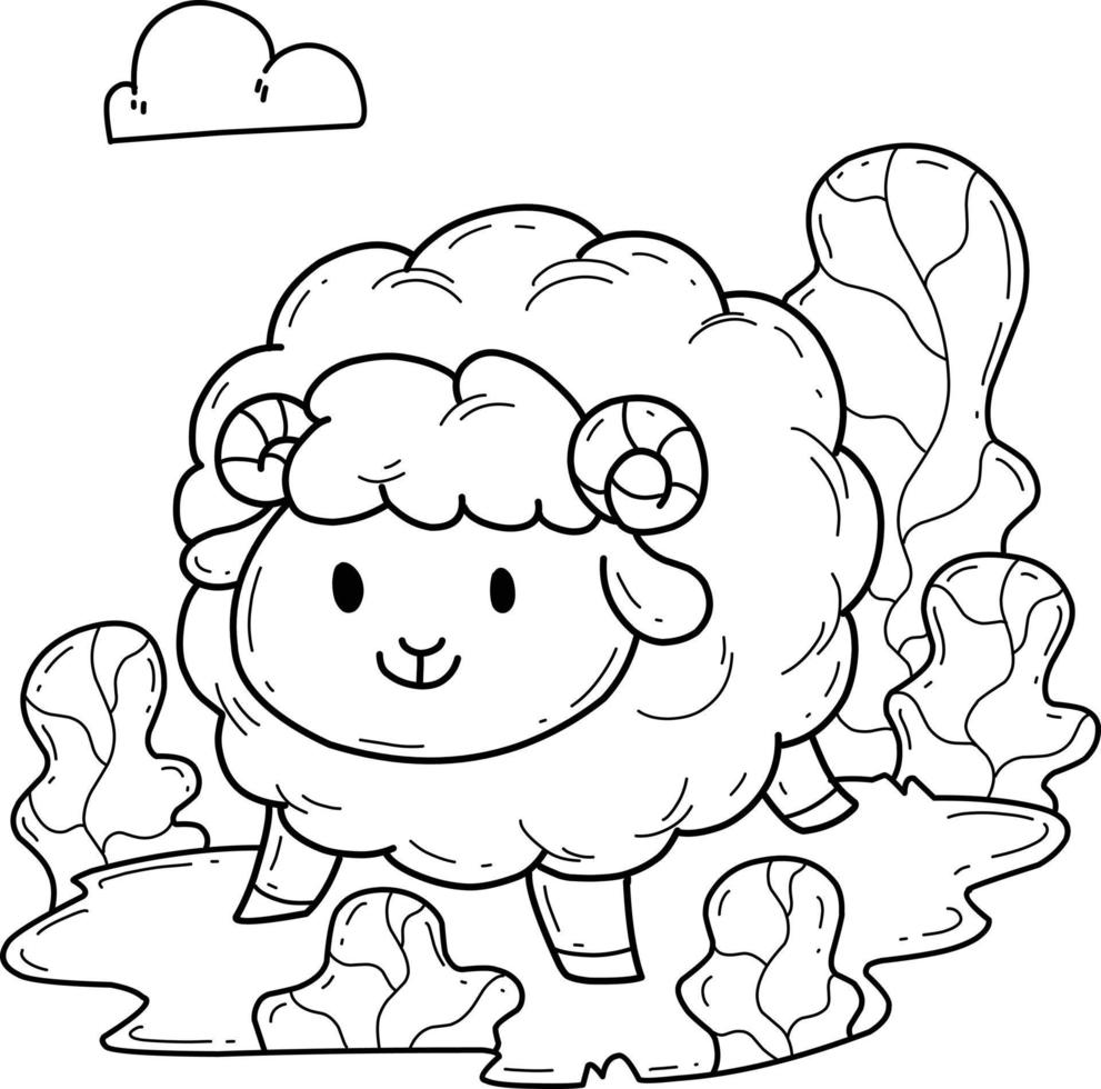 animals coloring book alphabet. Isolated on white background. Vector cartoon sheep.