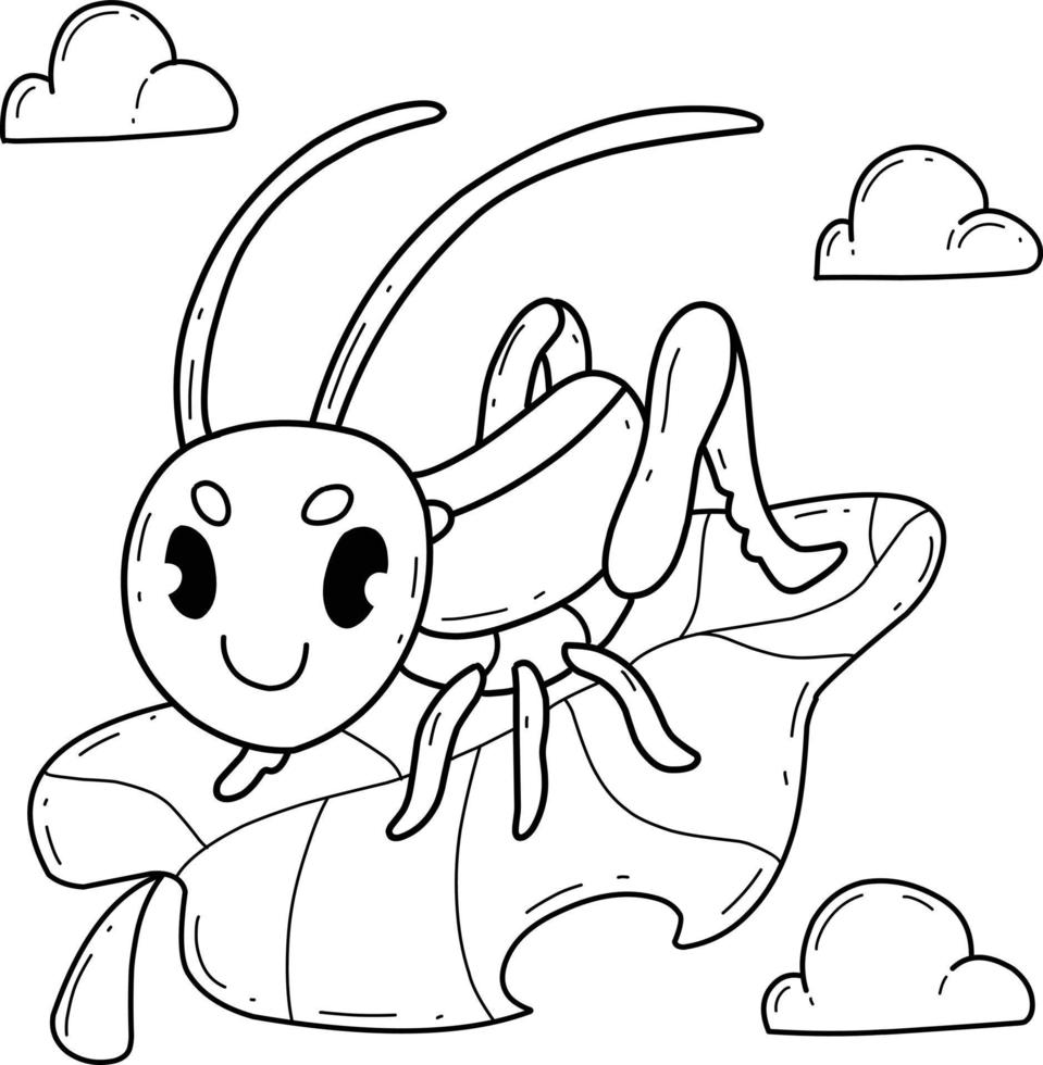 animals coloring book alphabet. Isolated on white background. Vector cartoon grasshopper.