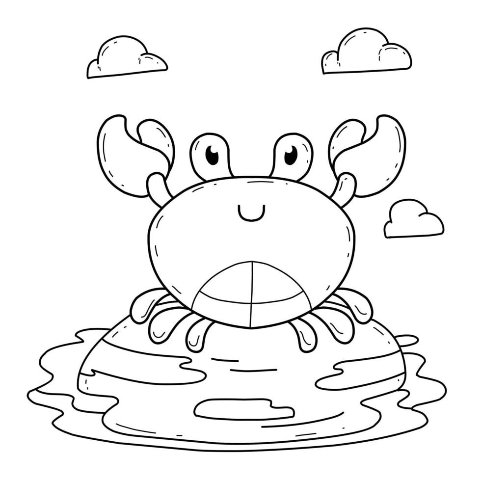 animals coloring book alphabet. Isolated on white background. Vector cartoon crab.