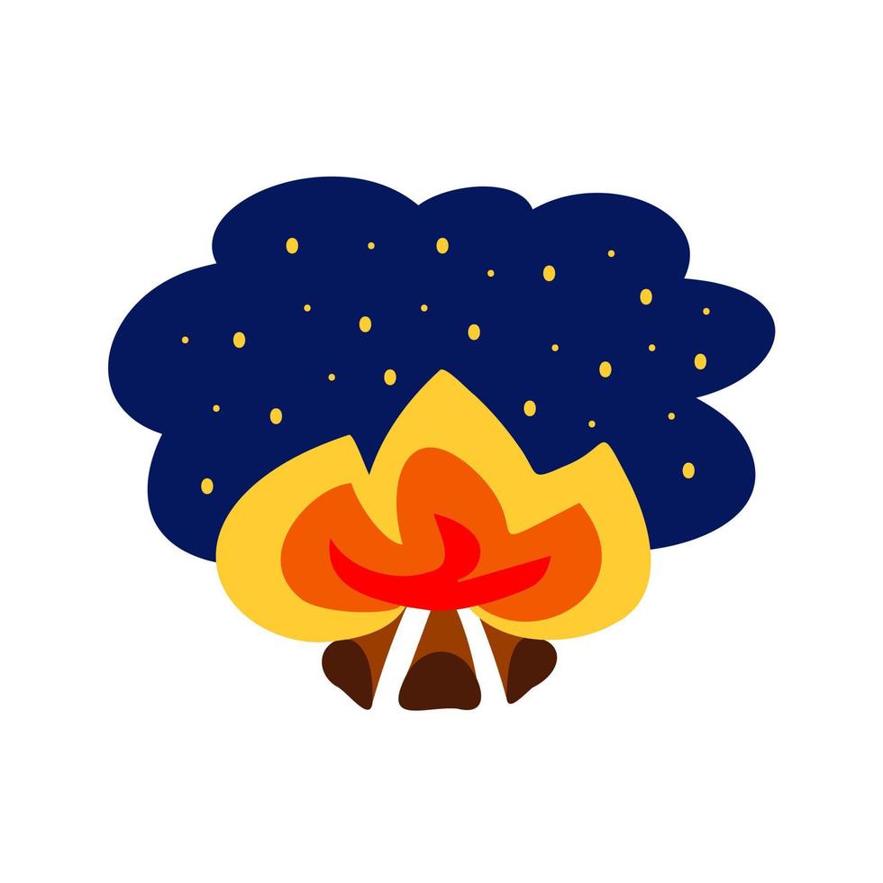 Tourist bonfire on the background of the starry sky vector icon