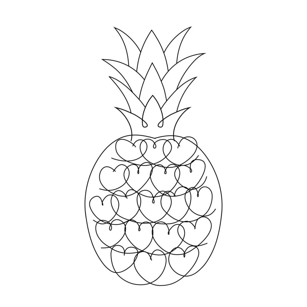 Pineapple is made up of hearts. vector