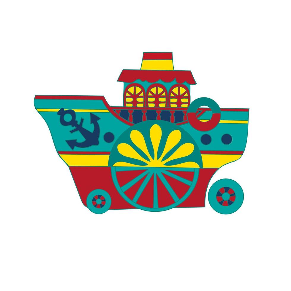 Retro steamer, funny baby illustration vector