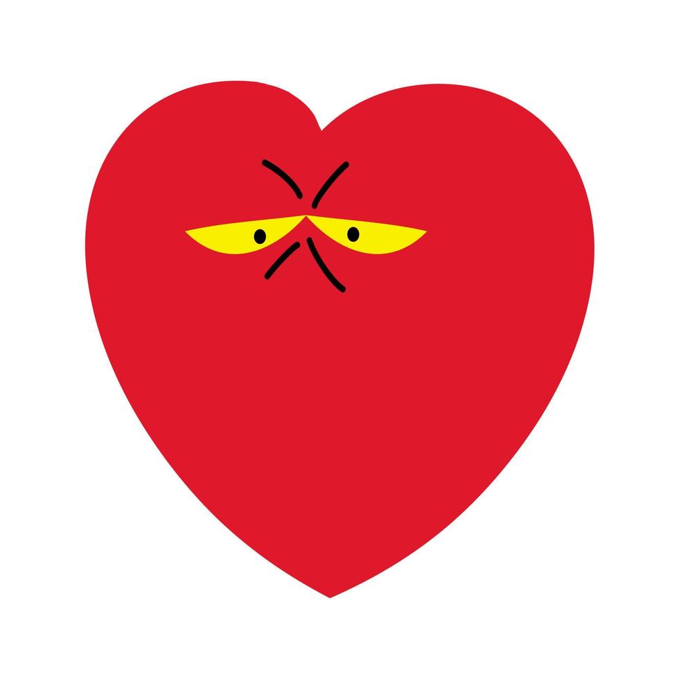 Sad heart vector cartoon character illustration of human emotions.