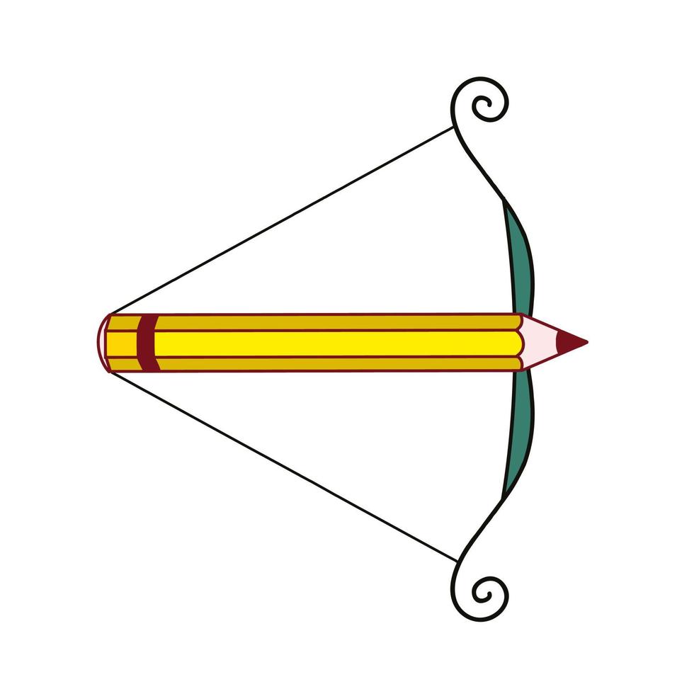 Pencil charged in bow. Original vector illustration on the theme of art and creativity