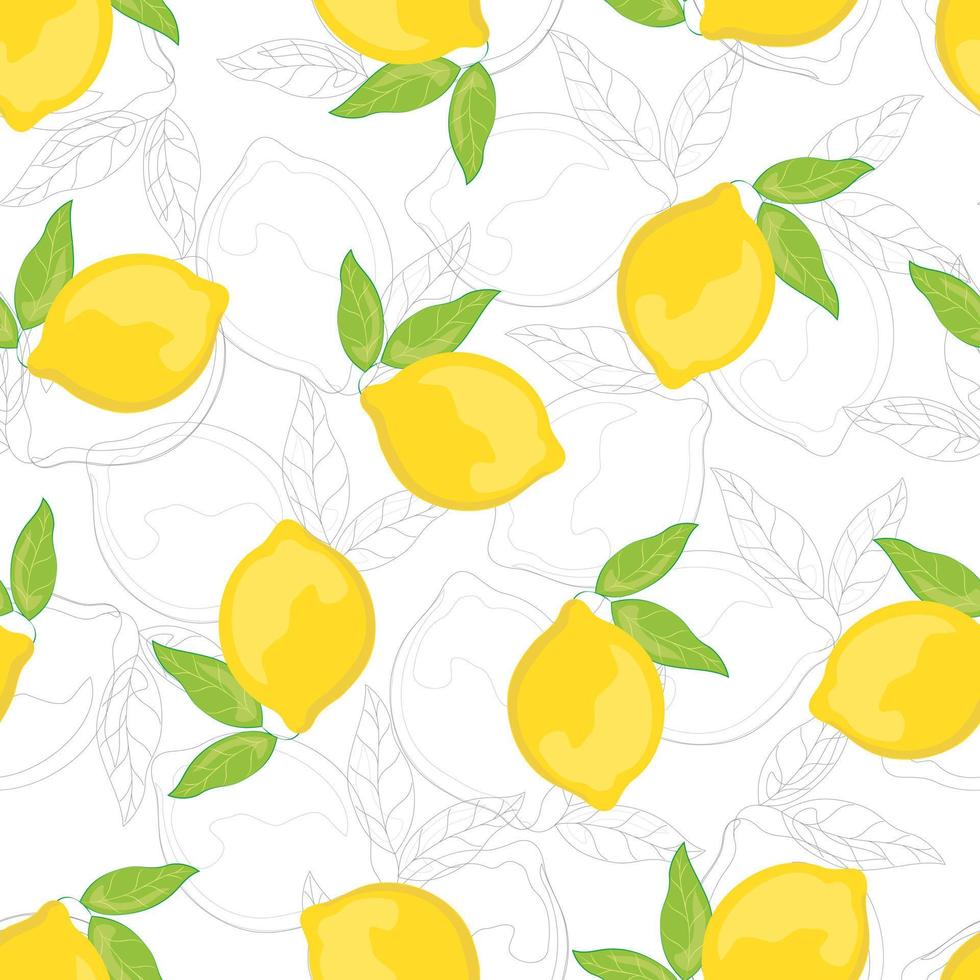 Seamless pattern with hand drawn lemons. vector