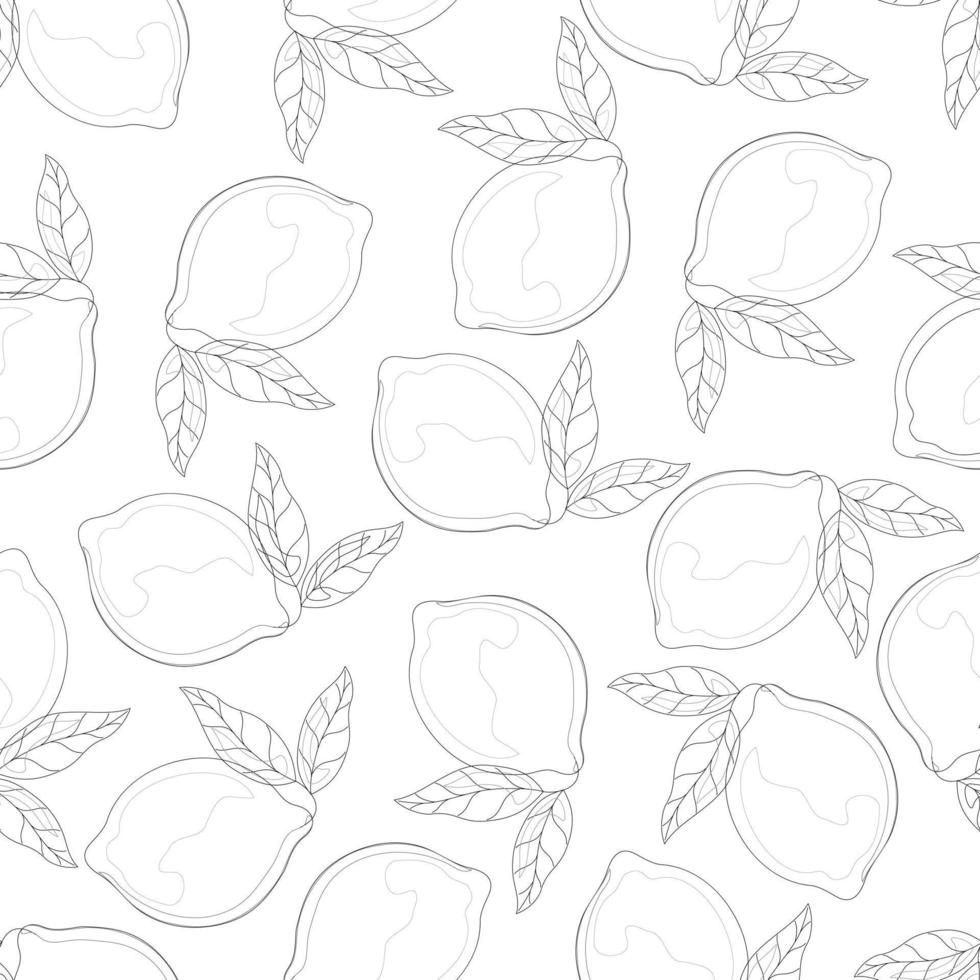 Seamless pattern with hand drawn lemons. vector