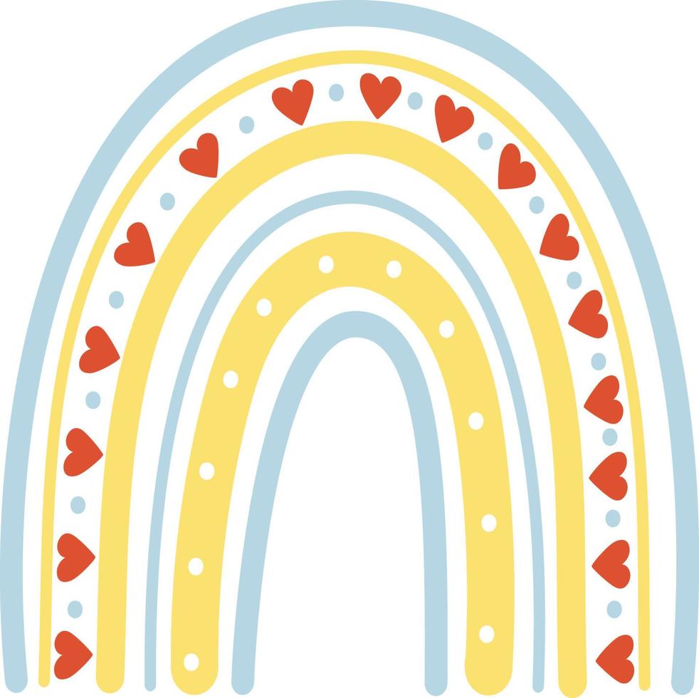 rainbow with heart. Vector illustration in scandinavian style