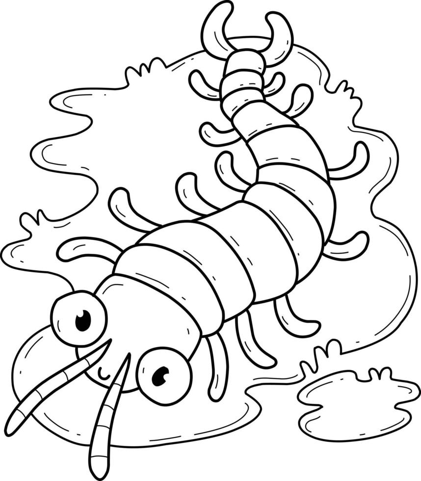 animals coloring book alphabet. Isolated on white background. Vector cartoon centipede.