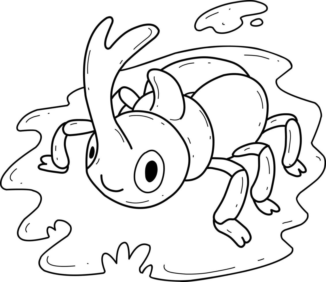 animals coloring book alphabet. Isolated on white background. Vector cartoon horn beetle.