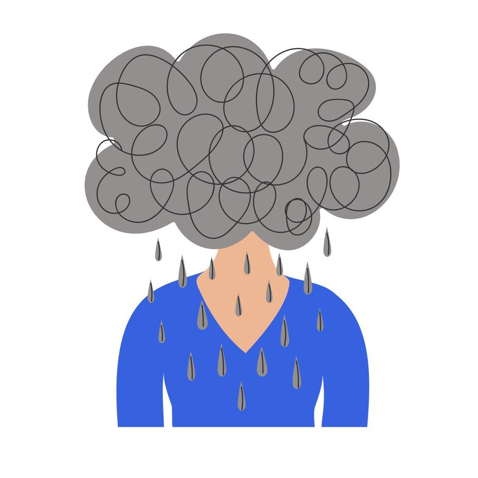 A woman with a rain cloud for a head vector