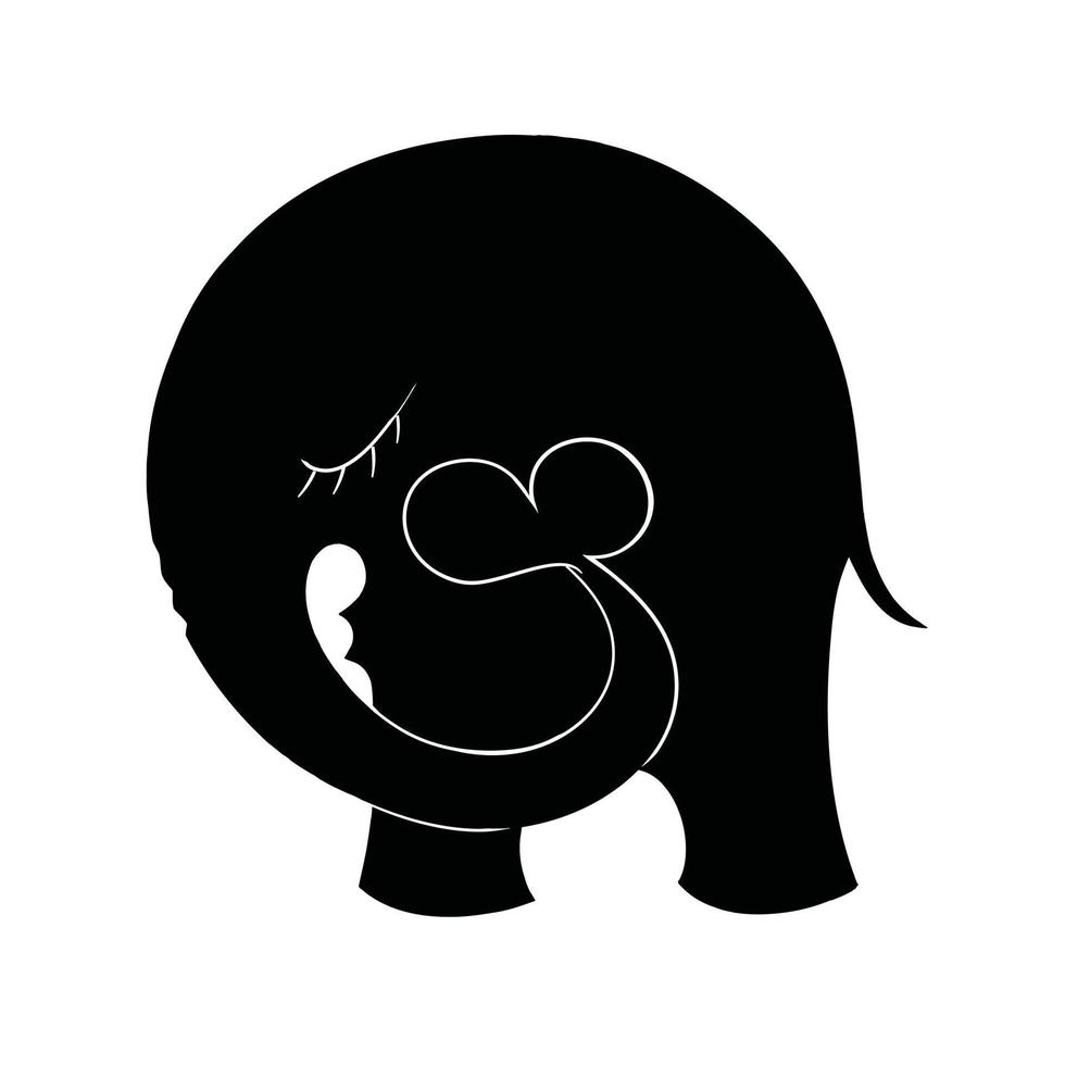 silueta de elefante con corazón. vector