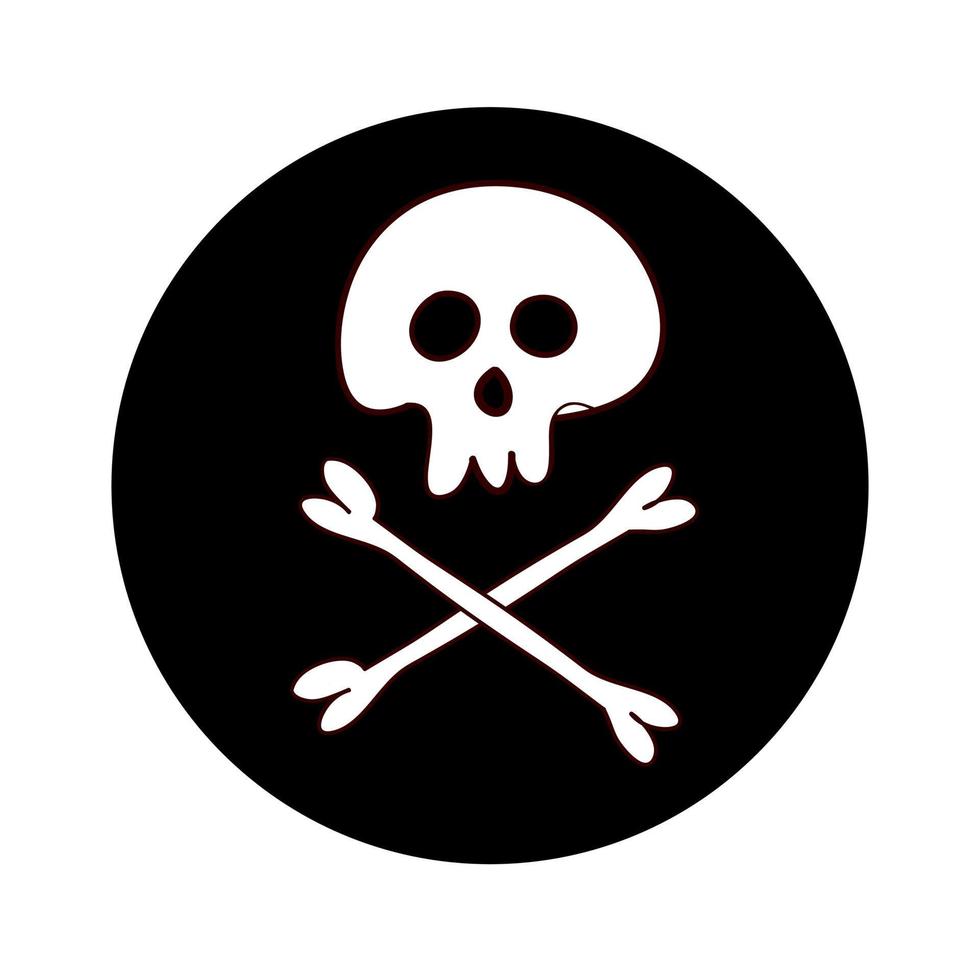 Skull with stones in a circle on a black background Pirate black mark vector