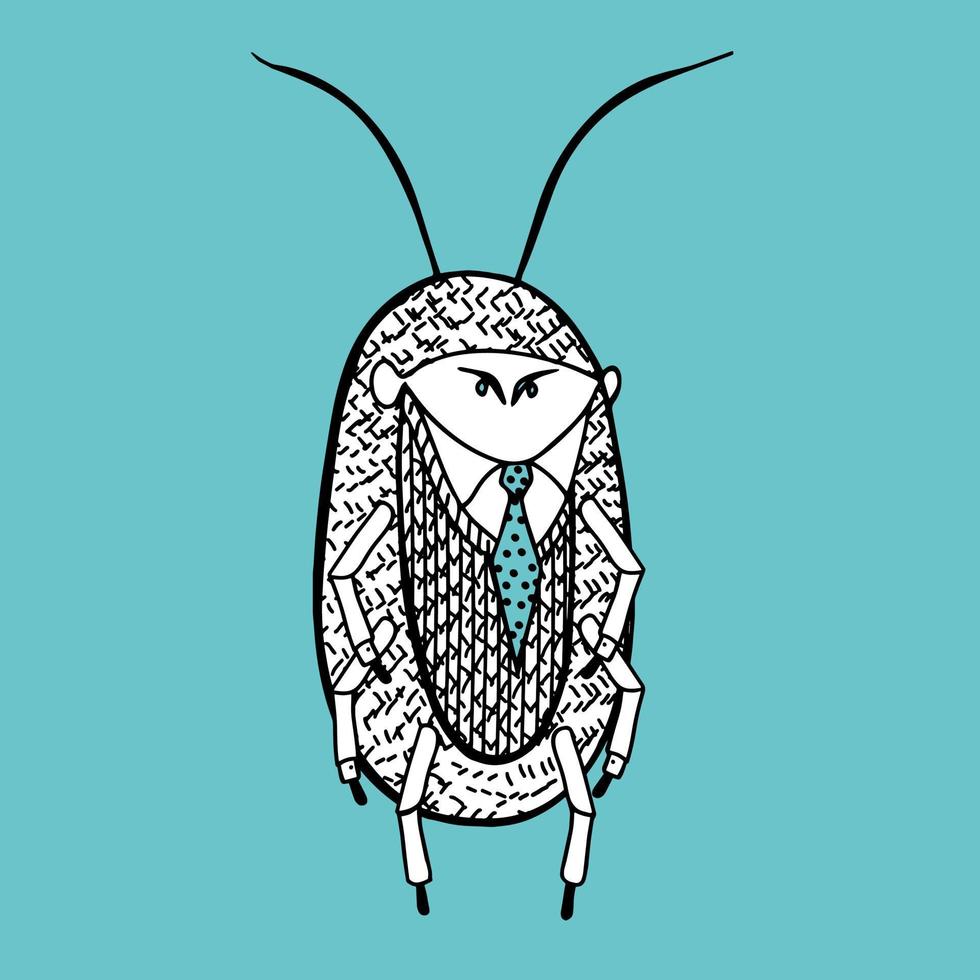 cucaracha de oficina. una cucaracha con traje y corbata es un personaje divertido vector