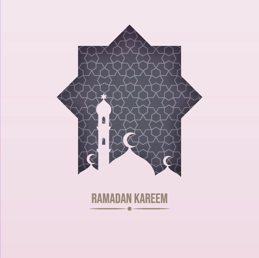 Ramadan kareem background with paper cut Islamic mosque Vector