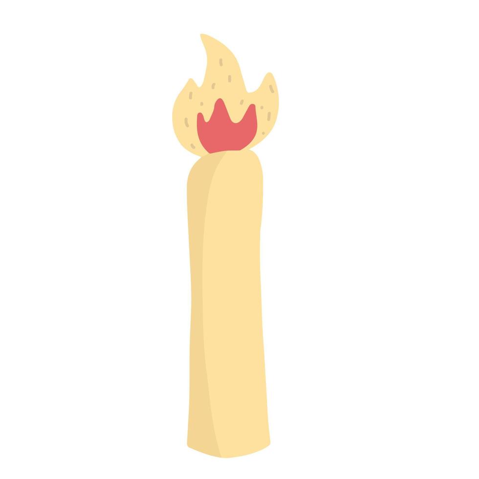 Candle flame flat cartoon design isolated icon vector