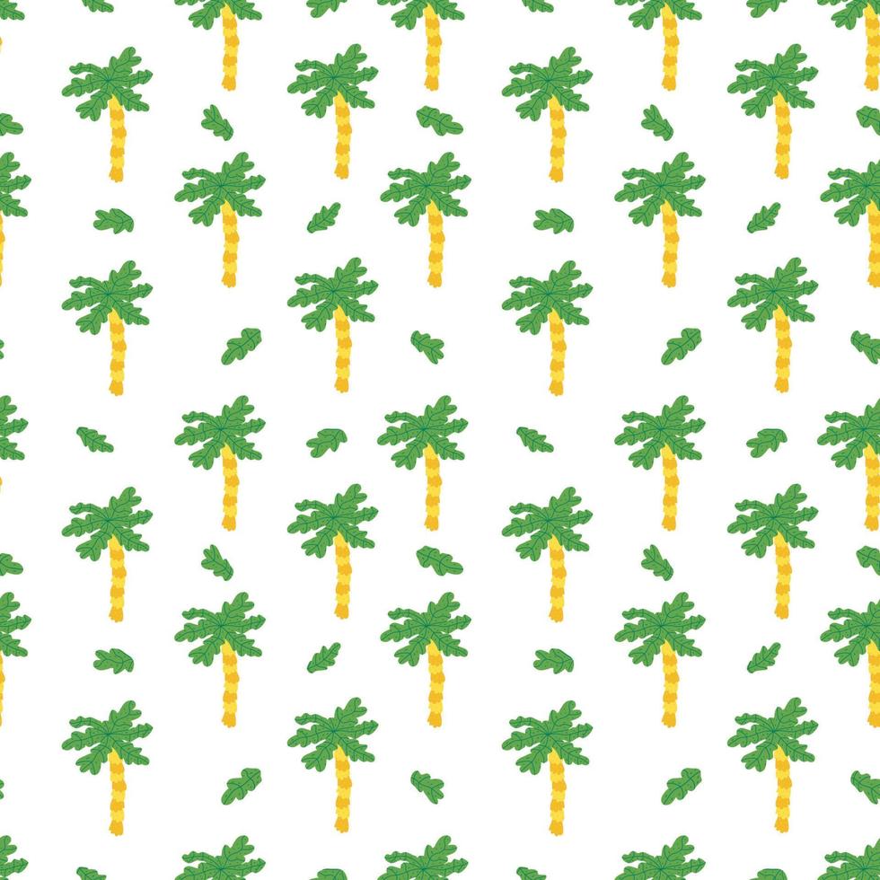 tropical Palm tree cute summer exotic seamless vector pattern texture.