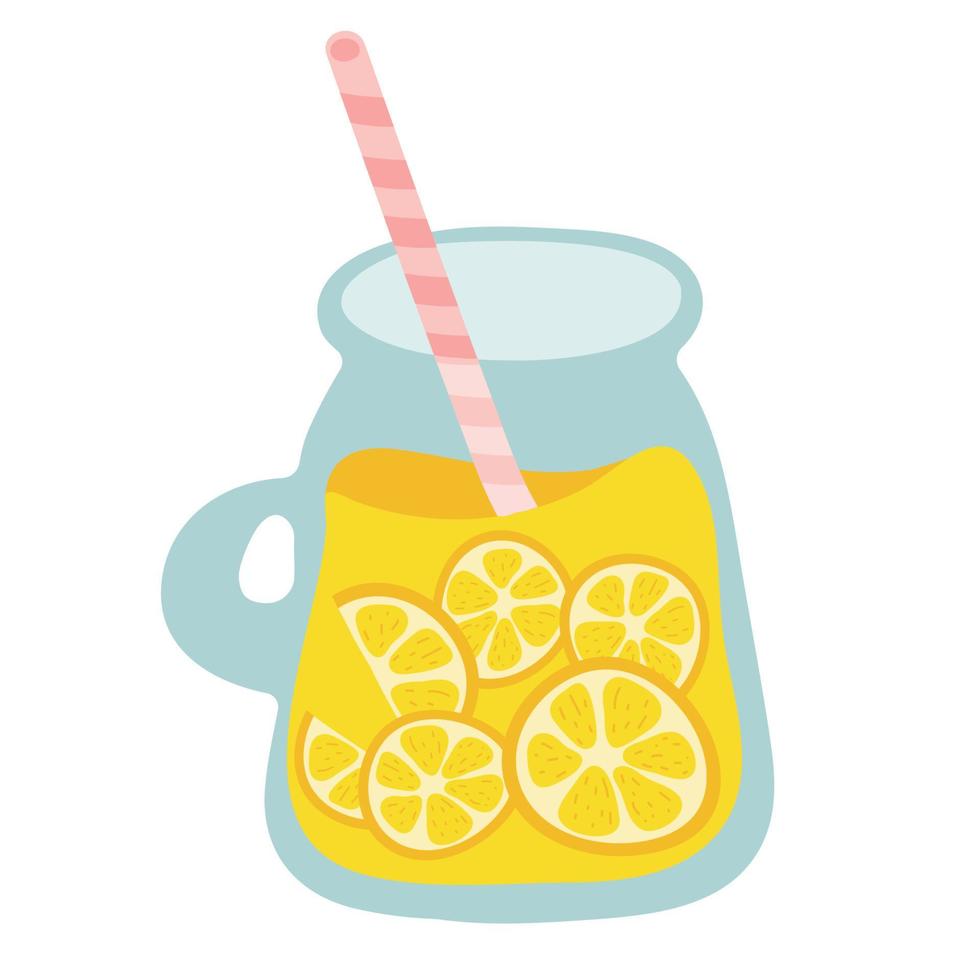 zalamero. icono de batido naranja. tarro con tubo y tapa sobre fondo blanco. ilustración de vector de comida plana. bebida cítrica aislada saludable.