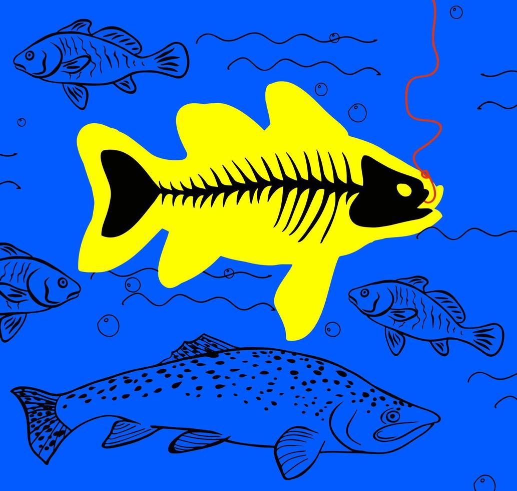 big fish on the hook vector