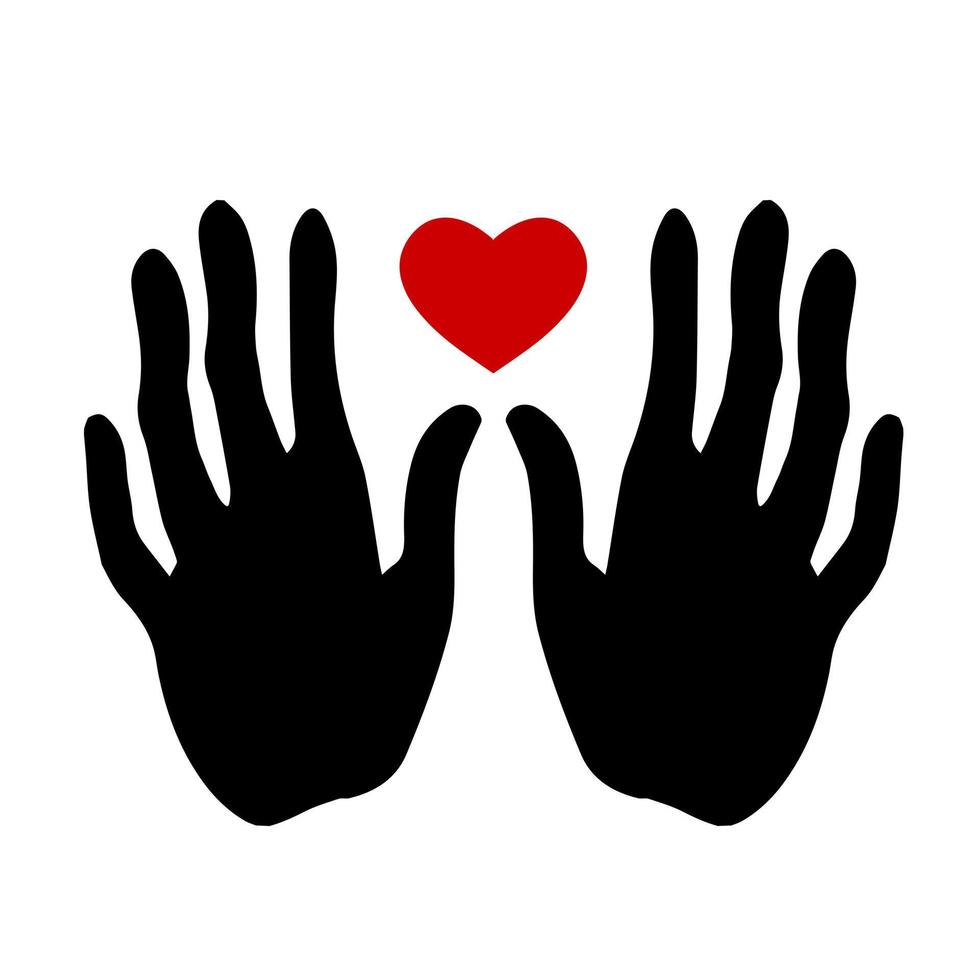 Black lives matter. Two black hands with a red heart icon vector