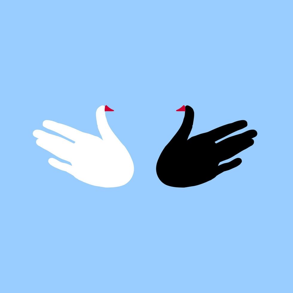 Two birds-silhouette of hands vector