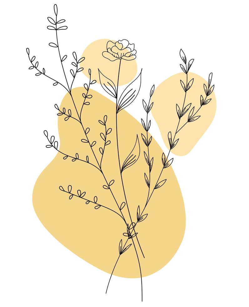 Postcard with line flowers vector