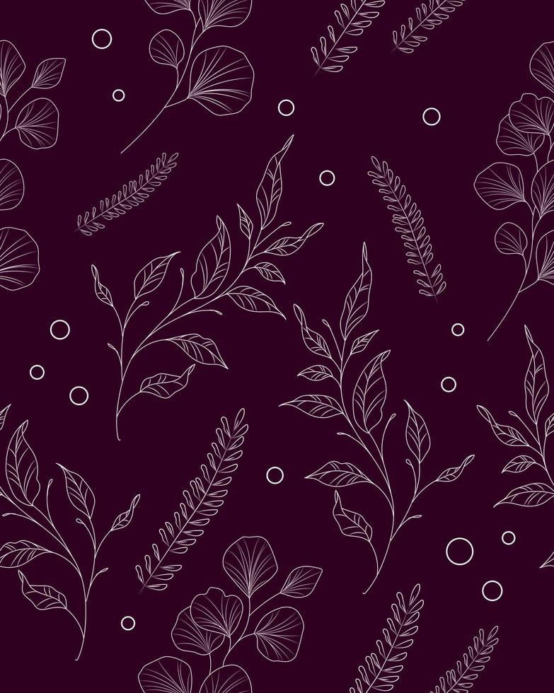 Delicate dark pattern with floral vector