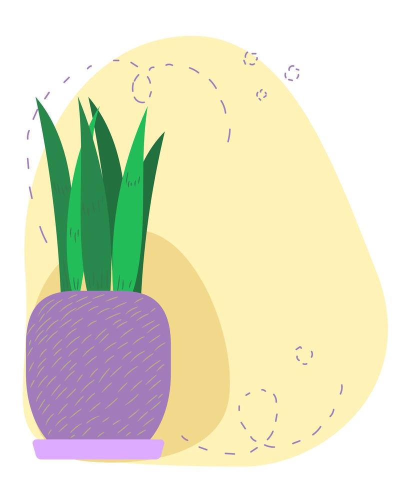 Card with doodle flower pot vector
